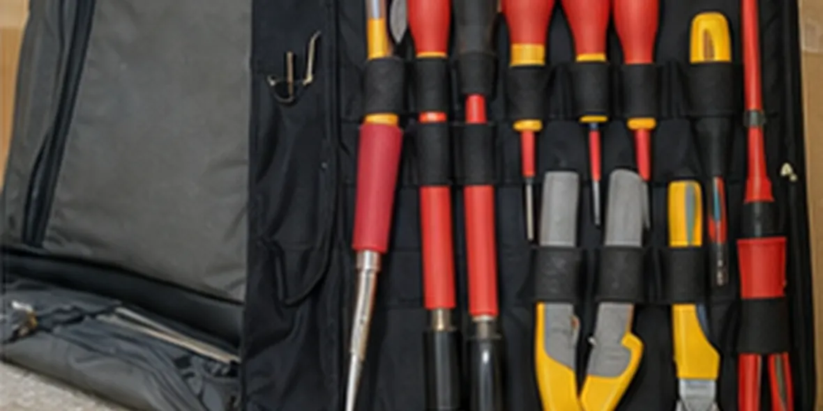 Electrical tester and tools beside a consumer unit